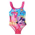 Toddler Girl My Little Pony Pinkie Pie, Twilight Sparkle & Rainbow Dash Ruffle One-piece Swimsuit, Size: 4t, Ovrfl Oth