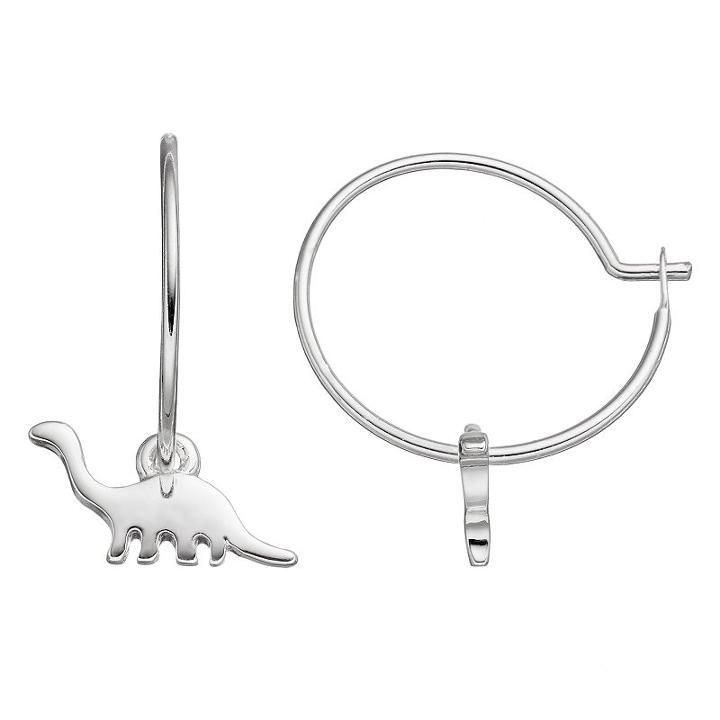 Lc Lauren Conrad Dinosaur Nickel Free Hoop Earrings, Women's, Silver