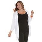 Plus Size Dana Buchman Draped Open-front Cardigan, Women's, Size: 2xl, White