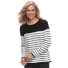 Women's Croft & Barrow Seed-stitch Crewneck Sweater, Size: Xs, Grey (charcoal)