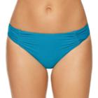 Women's Aqua Couture Shirred Hipster Bikini Bottoms, Size: Medium, Green