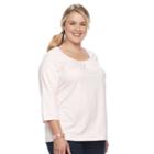Plus Size Croft & Barrow&reg; Pleated Tee, Women's, Size: 3xl, Brt Pink