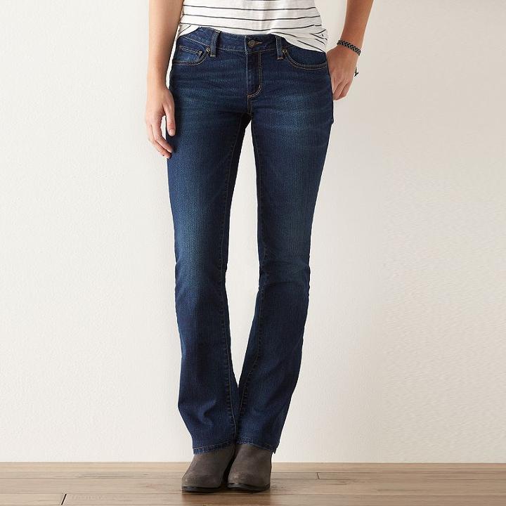 Women's Sonoma Goods For Life&trade; Curvy Fit Slim Bootcut Jeans, Size: 2 - Regular, Dark Blue