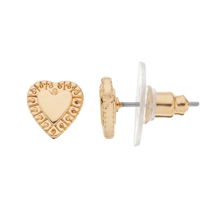 Lc Lauren Conrad Textured Heart Nickel Free Stud Earrings, Women's, Gold