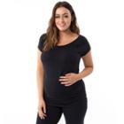 Plus Size Maternity Pip & Vine By Rosie Pope Ruched Tee, Women's, Size: 2x-mat, Black