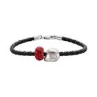 Insignia Collection Nascar Matt Kenseth Leather Bracelet And Sterling Silver 20 Helmet Bead Set, Women's, Size: 7.5, Red