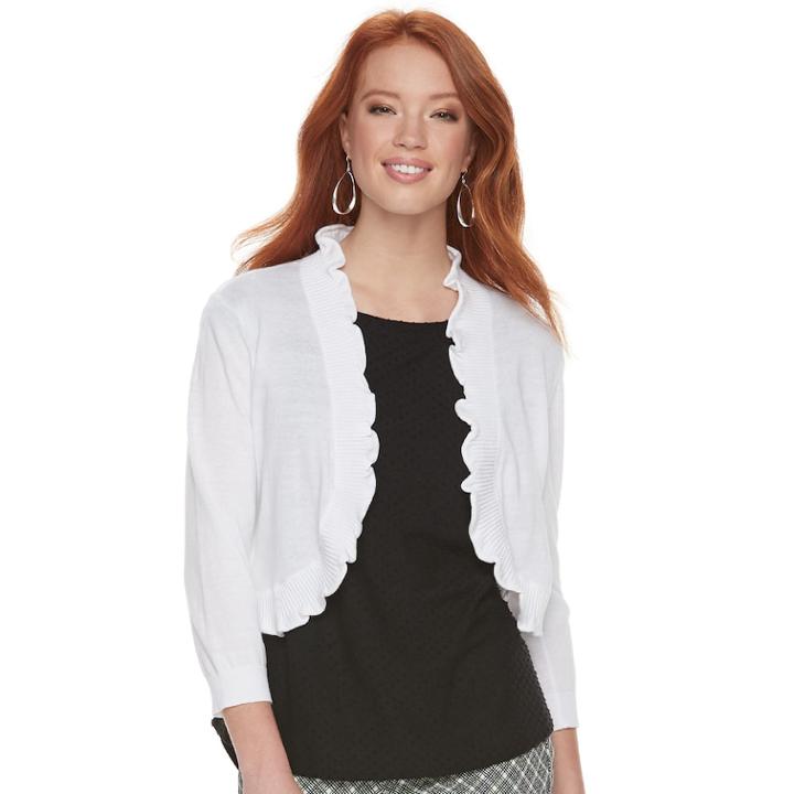 Women's Elle&trade; Ruffle Shrug, Size: Small, White