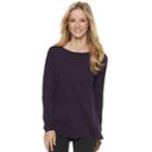 Women's Elle&trade; Lace-trim Bow Tunic Sweater, Size: Small, Drk Purple