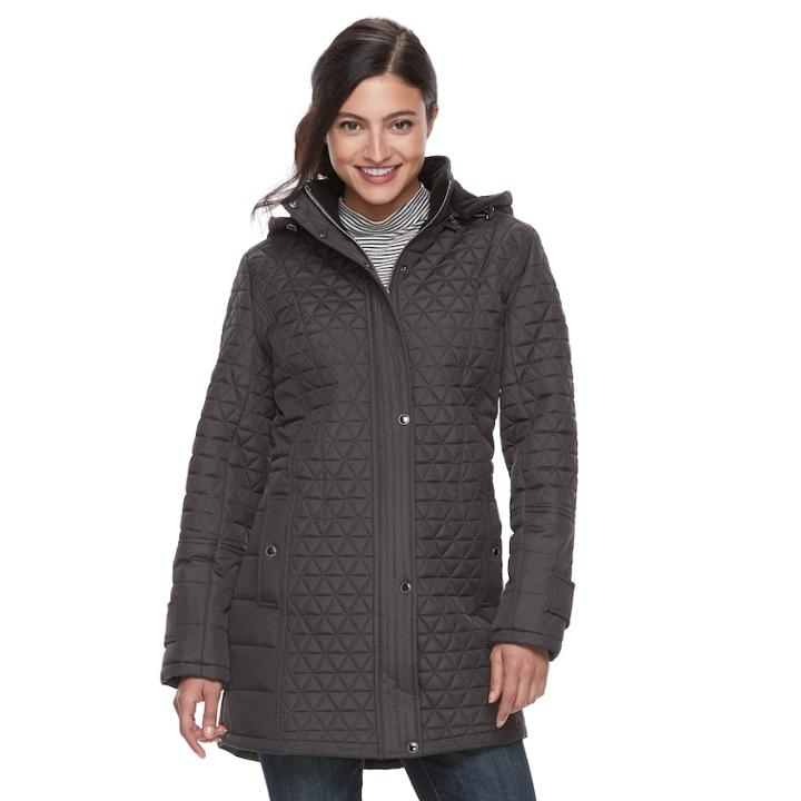 Women's Kc Collections Triangle Quilted Jacket, Size: Medium, Grey Other