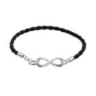 Sterling Silver Infinity Link Woven Leather Bracelet, Women's, Size: 7.5, Grey