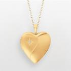 14k Gold Over Silver Diamond Accent Heart Locket, Women's, Size: 18, Yellow