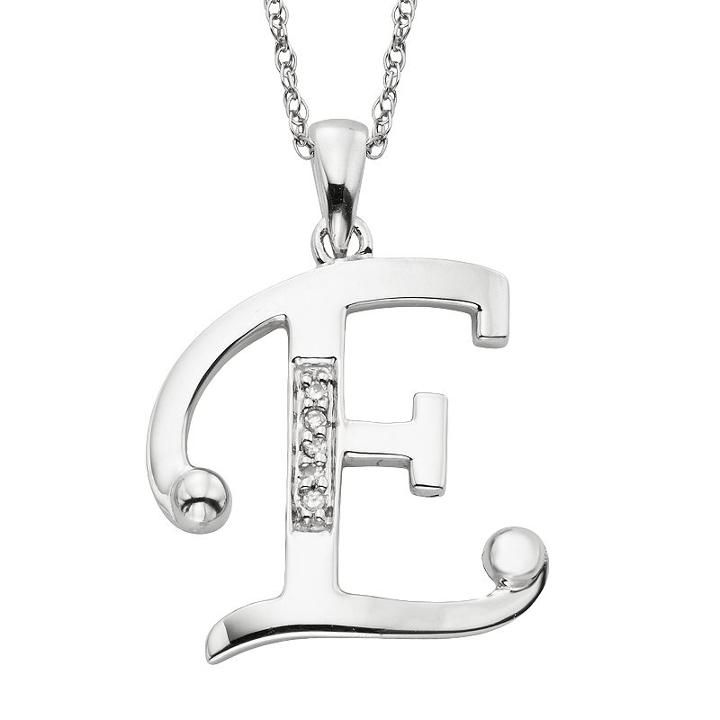 Sterling Silver Diamond Accent Initial Pendant, Women's, Size: 20mm, White