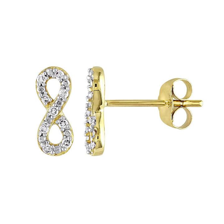 1/10 Carat T.w. Diamond 10k Gold Infinity Stud Earrings, Women's, White