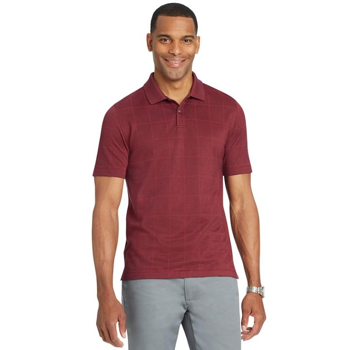 Men's Van Heusen Flex Classic-fit Windowpane Polo, Size: Xl, Brt Pink