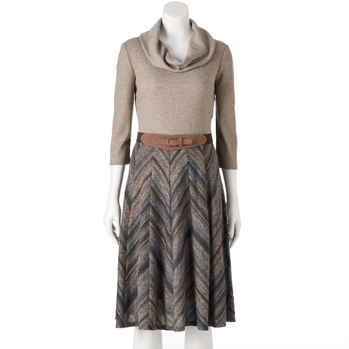 Women's Bethany Cowlneck Fit & Flare Dress, Size: Xl, Beige Oth