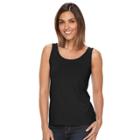 Women's Croft & Barrow&reg; Essential Scoopneck Tank, Size: Medium, Black