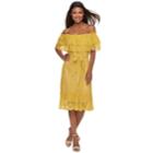 Women's Sharagano Lace Off-the-shoulder Dress, Size: Large, Yellow