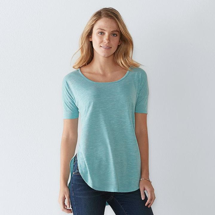 Women's Sonoma Goods For Life&trade; Marled Scoopneck Tee, Size: Large, Med Blue
