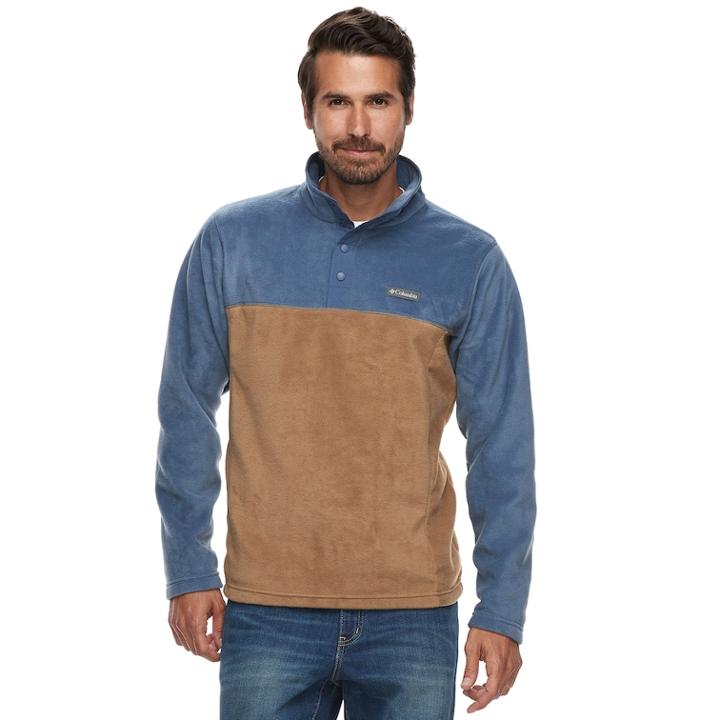 Men's Columbia Flattop Ridge Quarter-snap Fleece Pullover, Size: Xl, Dark Beige