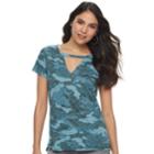 Women's Rock & Republic&reg; V-neck Cutout Tee, Size: Xl, Blue