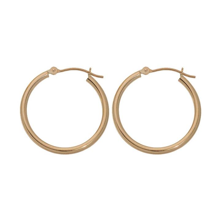 18k Gold Polished Hoop Earrings, Women's, Yellow