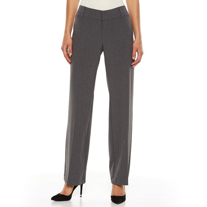 Ab Studio Milan Straight-leg Dress Pants - Women's, Size: 8 T/l, Grey
