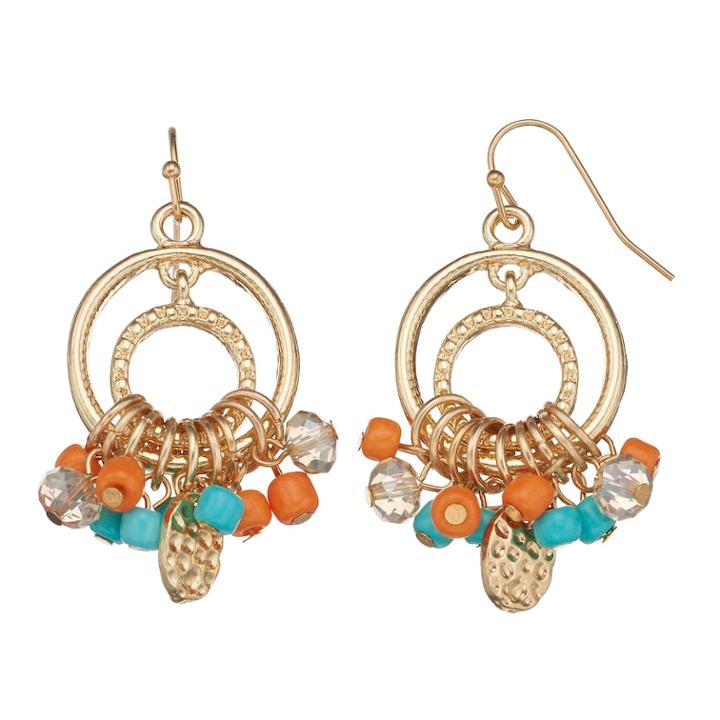 Seed Bead Circle Nickel Free Drop Earrings, Women's, Multicolor