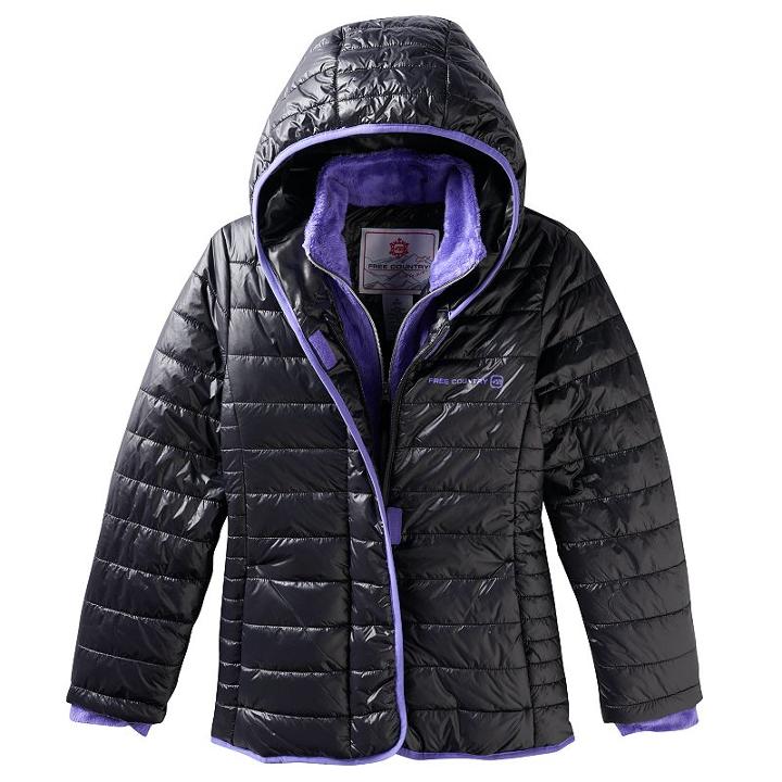 Girls 4-6x Free Country Quilted Midweight Jacket, Girl's, Size: 4, Black