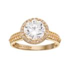 Cubic Zirconia 10k Gold Tiered Halo Ring, Women's, Size: 9, White