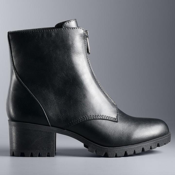 Simply Vera Vera Wang Heron Women's High Heel Ankle Boots, Size: Medium (8), Black