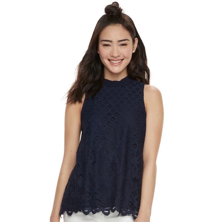 Juniors' Rewind Crochet Lace Tank, Teens, Size: Xl, Blue