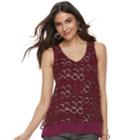 Women's Apt. 9&reg; Chiffon Popover Tank, Size: Xxl, Dark Red