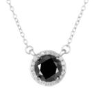 2 Carat T.w. Black And White Diamond Sterling Silver Halo Necklace, Women's, Size: 18