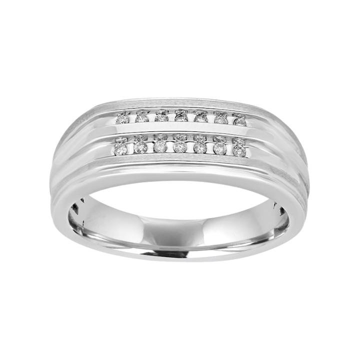 Men's 10k White Gold 1/10 Carat T.w. Diamond Ring, Size: 12