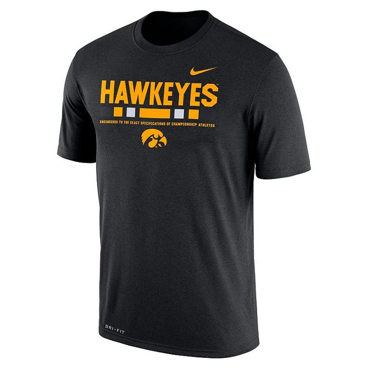 Men's Nike Iowa Hawkeyes Legend Staff Dri-fit Tee, Size: Xxl, Black