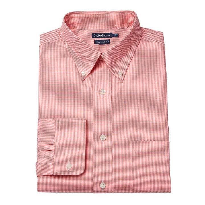 Men's Croft & Barrow&reg; Easy-care True Comfort Regular-fit Stretch Dress Shirt, Size: 14.5-32/33, Med Orange