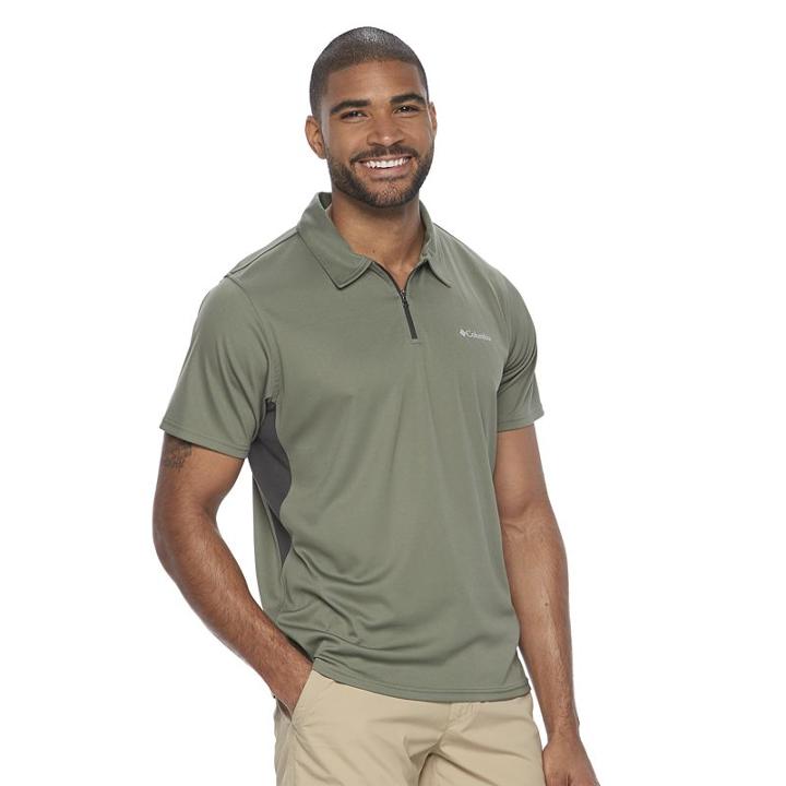 Men's Columbia Cool Coil Classic-fit Quarter-zip Polo, Size: Large, Med Green