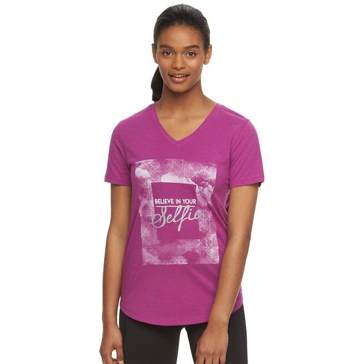 Women's Tek Gear&reg; Dry Tek V-neck Tee, Size: Small, Brt Purple