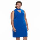 Plus Size Suite 7 Mockneck Shift Dress, Women's, Size: 20 W, Blue