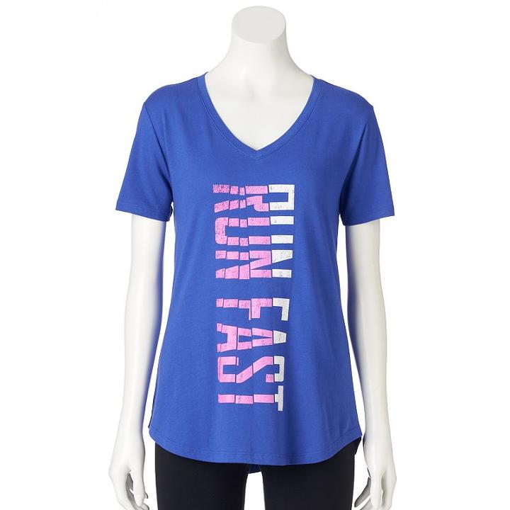 Women's Tek Gear&reg; Dry Tek V-neck Tee, Size: Xl, Dark Blue