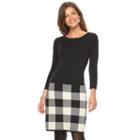 Women's Chaps Plaid Sweaterdress, Size: Xl, Black