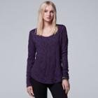 Petite Simply Vera Vera Wang Textured Scoopneck Tee, Women's, Size: Xl Petite, Purple