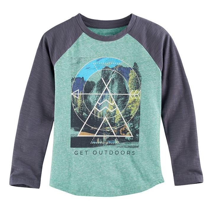 Boys 4-7x Sonoma Goods For Life&trade; Raglan Slubbed Graphic Tee, Size: 5, Med Green