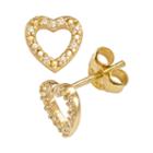 Sophie Miller 14k Gold Over Silver Cubic Zirconia Heart Stud Earrings, Women's, White