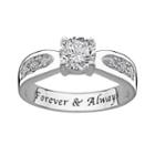 Sweet Sentiments Cubic Zirconia Engagement Ring In Sterling Silver, Women's, Size: 10