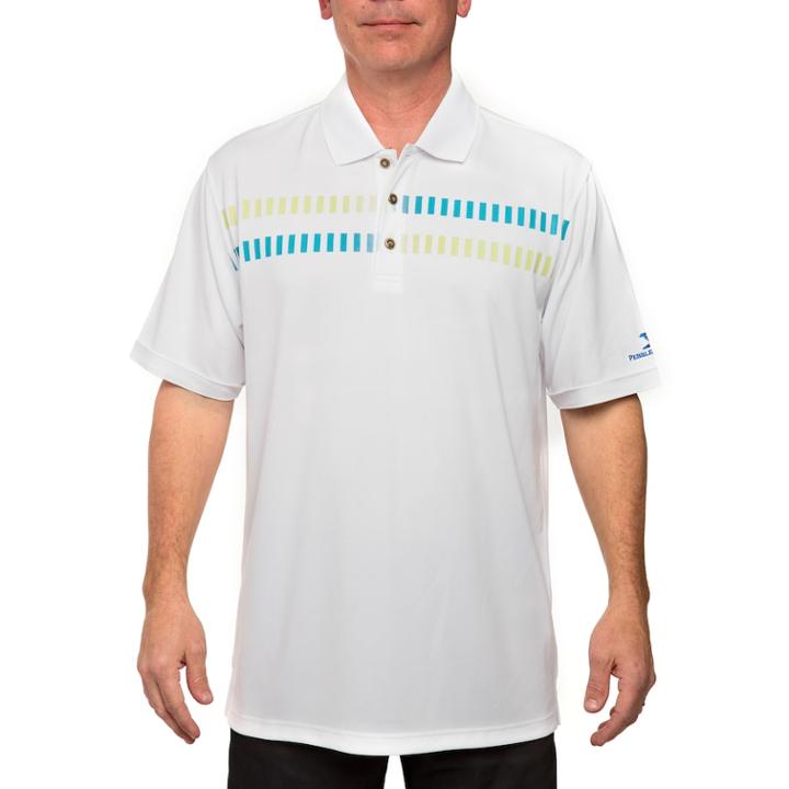Men's Pebble Beach Classic-fit Geometric Performance Golf Polo, Size: Large, White