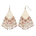 Orange Seed Bead Fringe Nickel Free Kite Earrings, Women's, Pink Other
