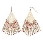 Orange Seed Bead Fringe Nickel Free Kite Earrings, Women's, Pink Other