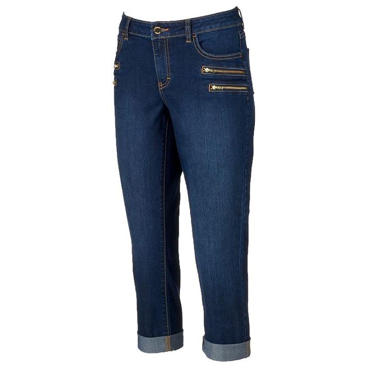 Women's Jennifer Lopez Zipper Capri Jeans, Size: 2, Blue
