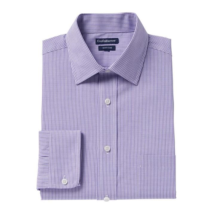 Men's Croft & Barrow&reg; Regular-fit Checked Easy-care Spread-collar Dress Shirt, Size: 15.5-34/35, Green